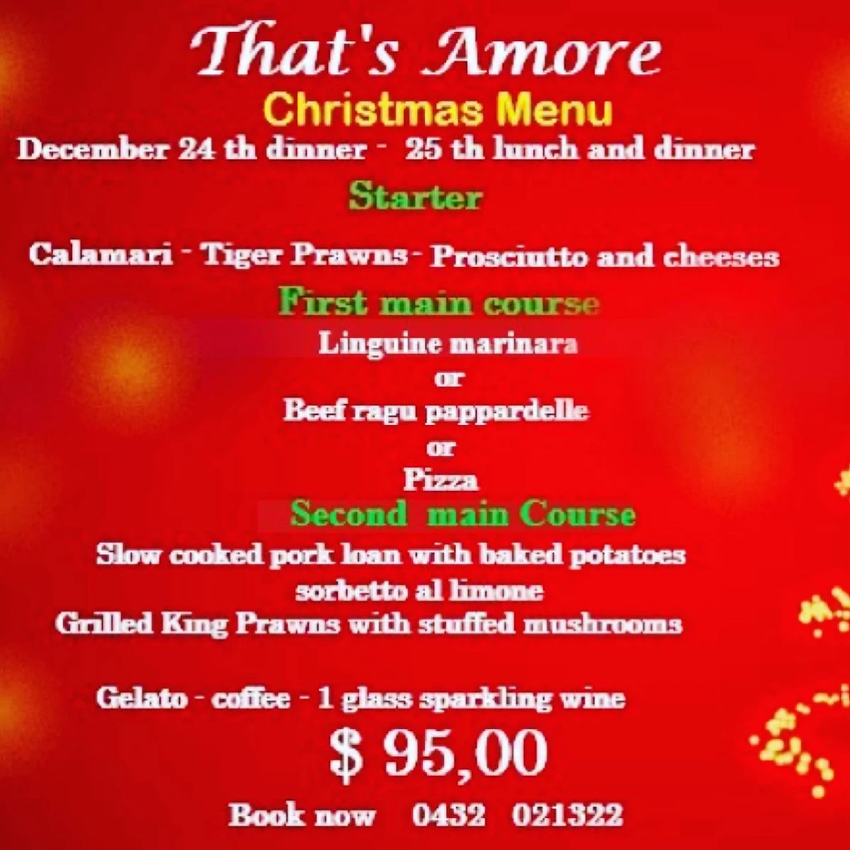 Menu, That's Amore Haberfield