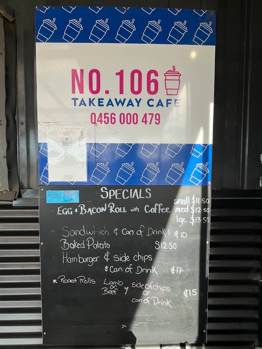 Menu, No. 106 Cafe
