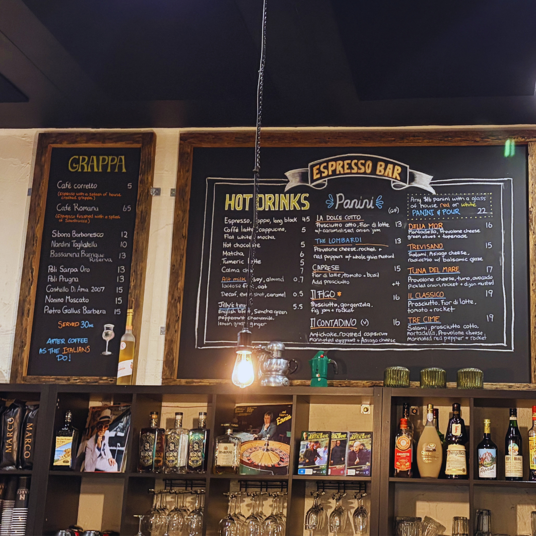 Menu, Bugiardo Espresso Bar & Osteria