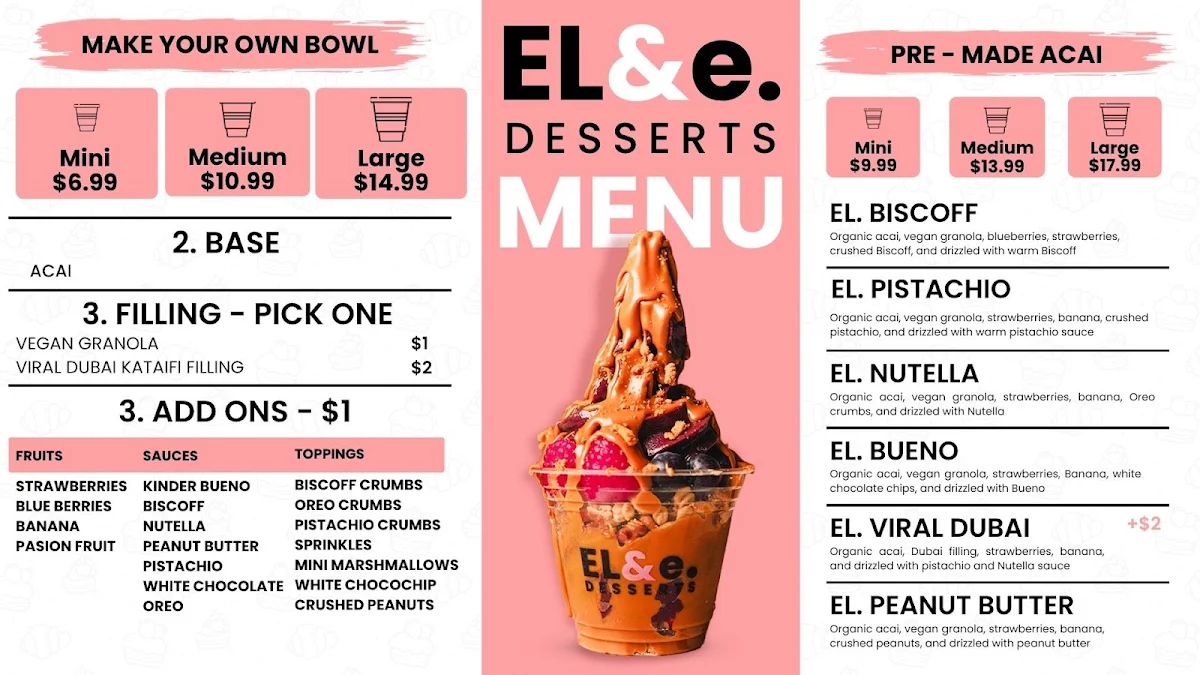 Menu, El&e Desserts