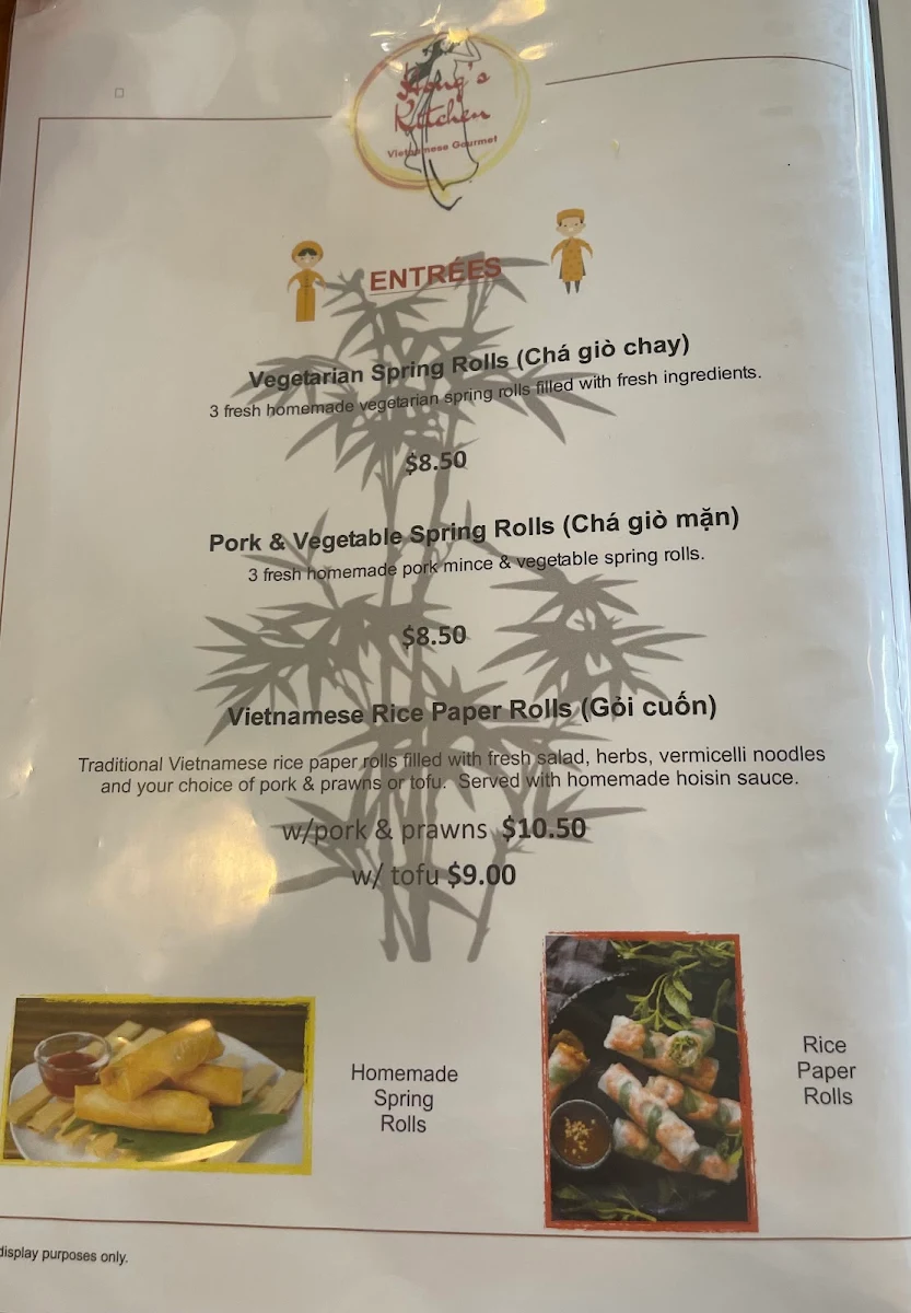 Menu, Tam's Kitchen
