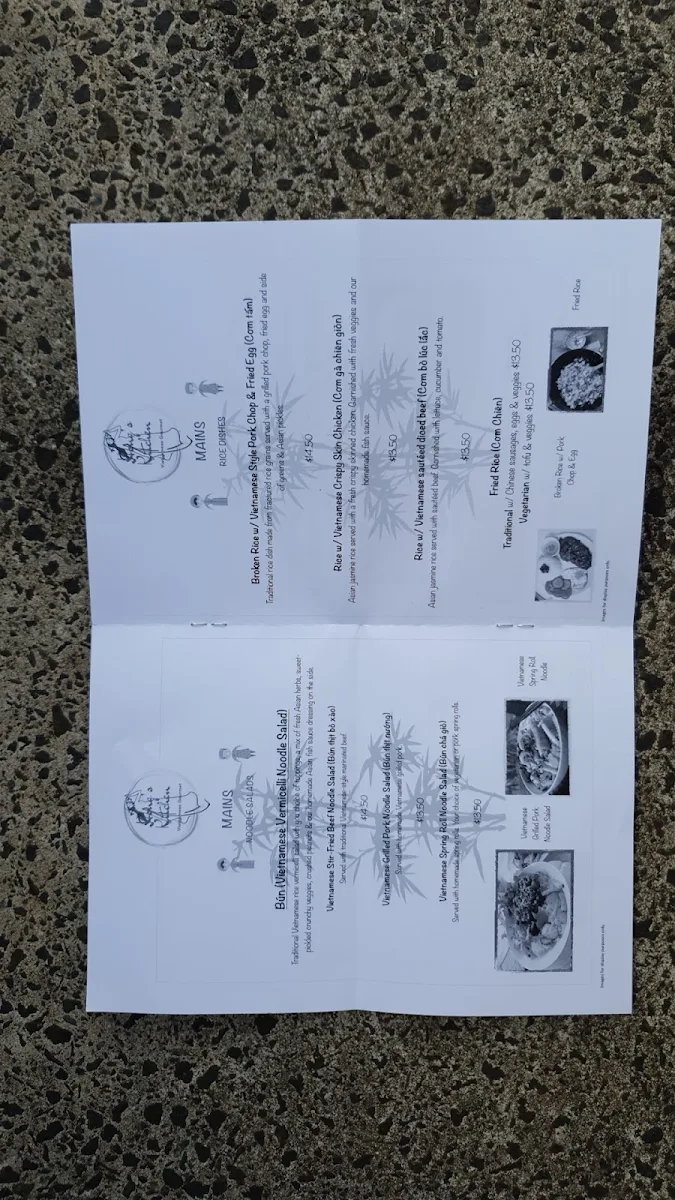 Menu, Tam's Kitchen