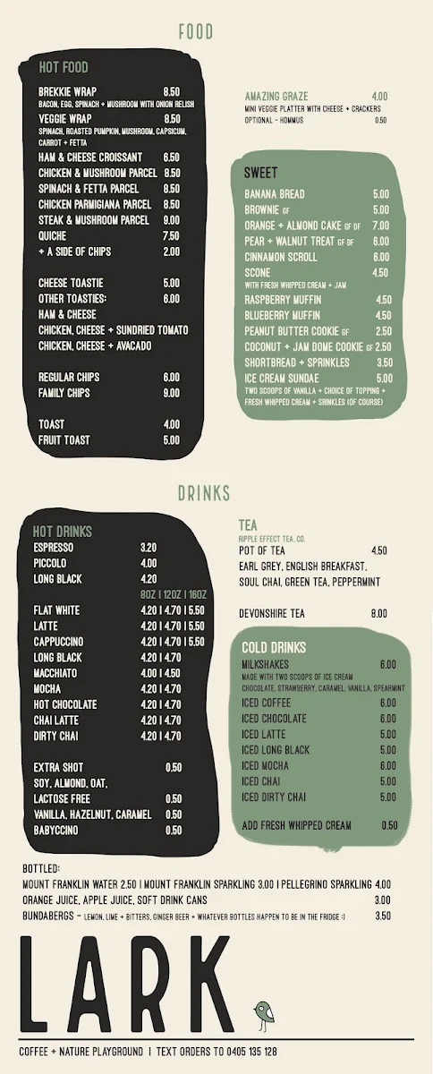 Menu, Lark