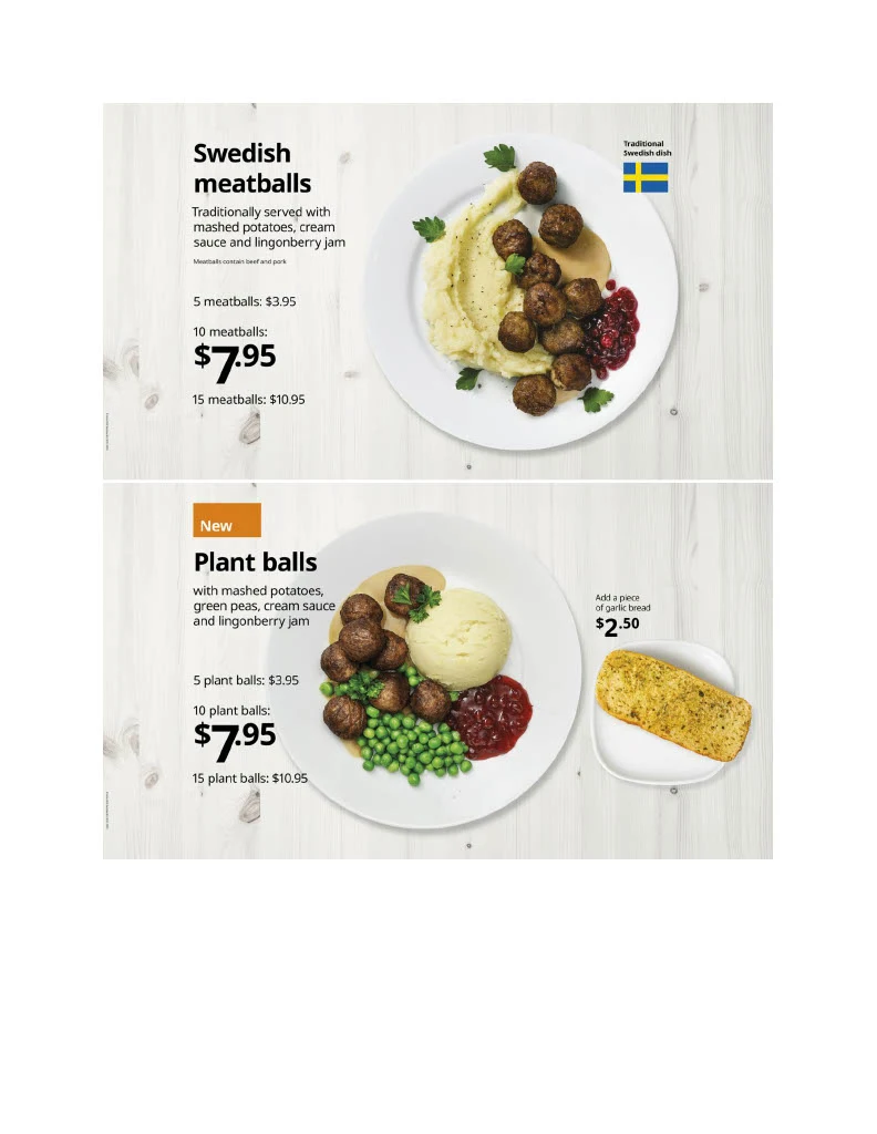 Menu, IKEA Restaurant
