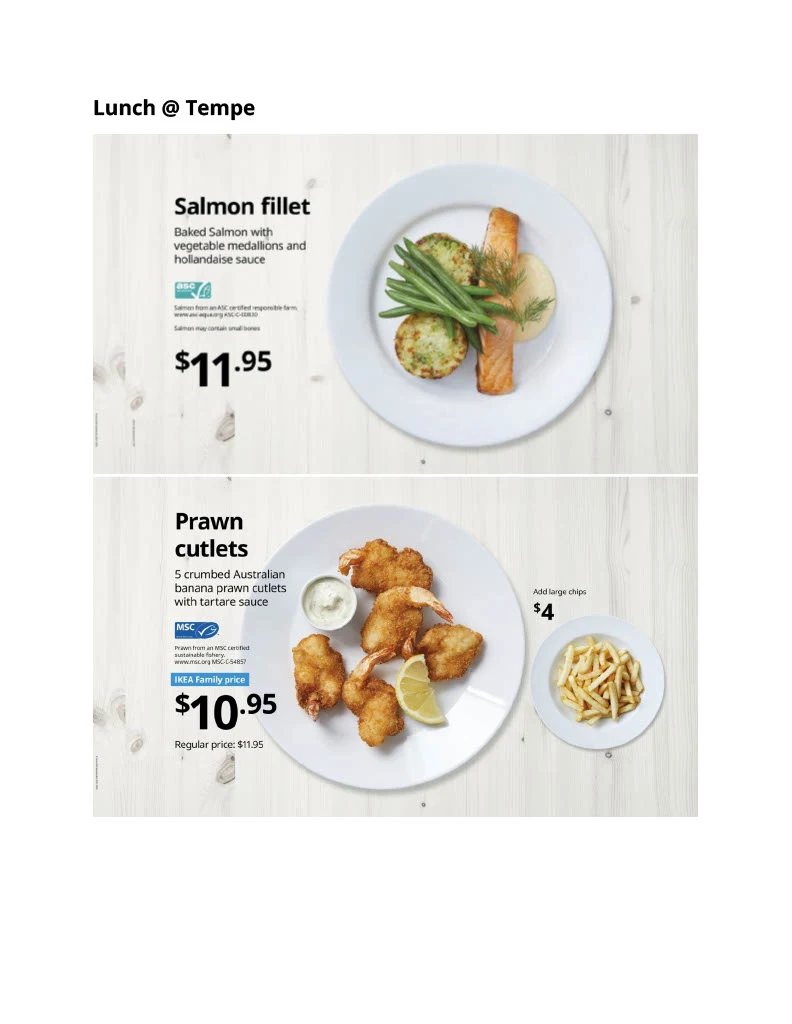 Menu, IKEA Restaurant