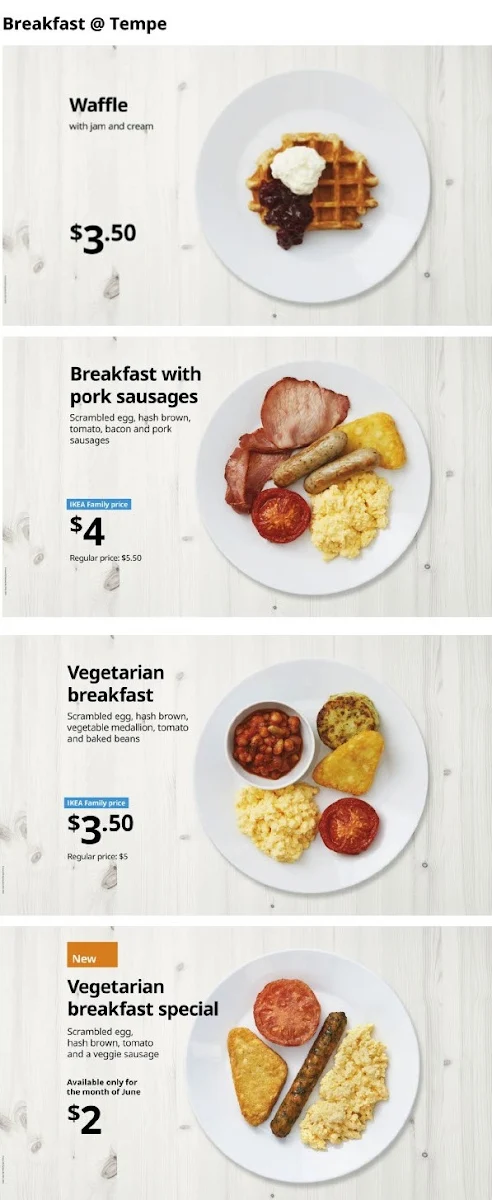 Menu, IKEA Restaurant