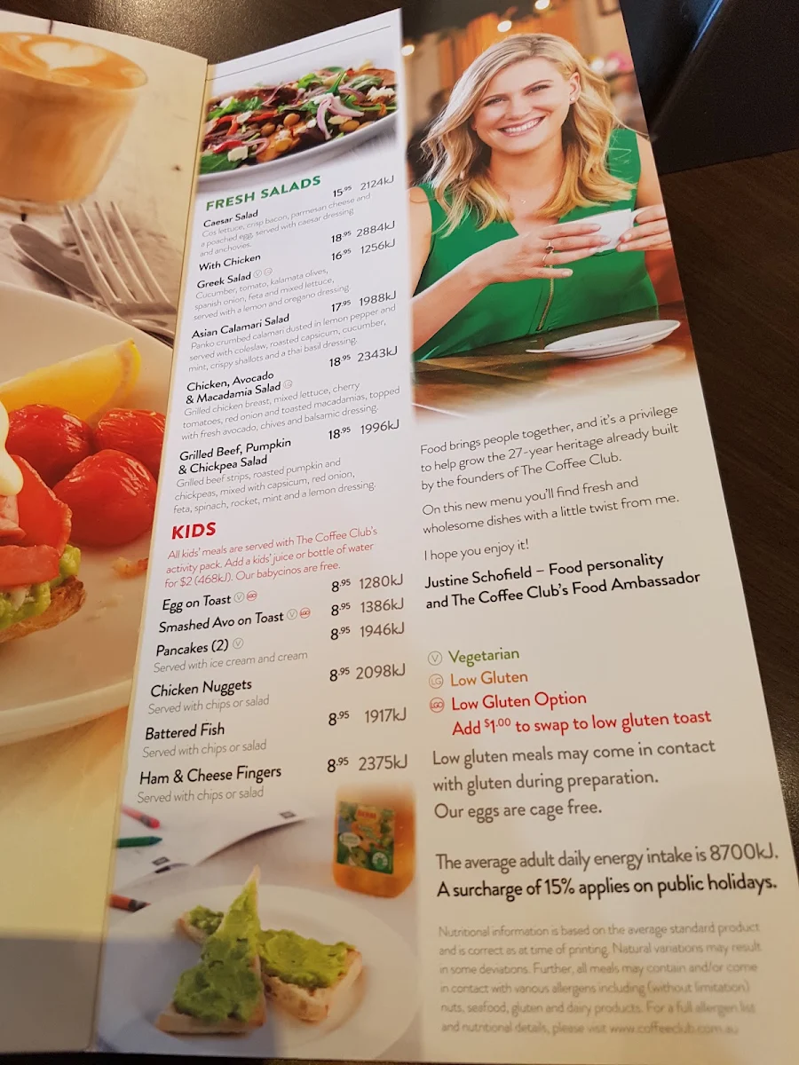 Menu, The Coffee Club Café