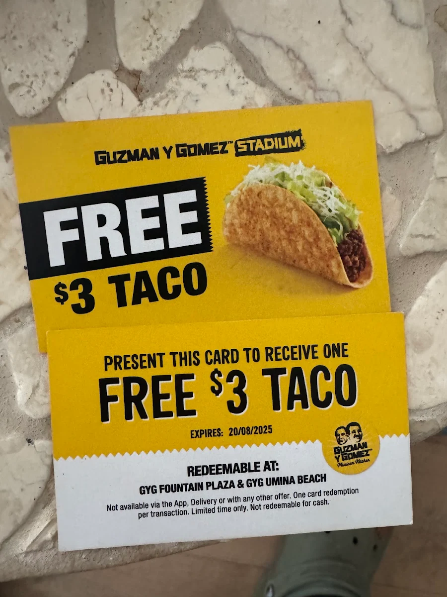 Menu, Guzman y Gomez - Fountain Plaza