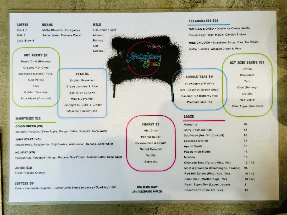Menu, Brighton Soul
