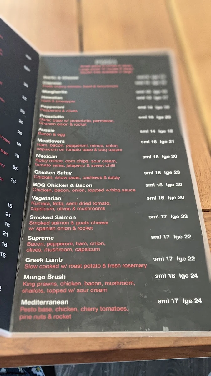 Menu, Benchmark on Booner