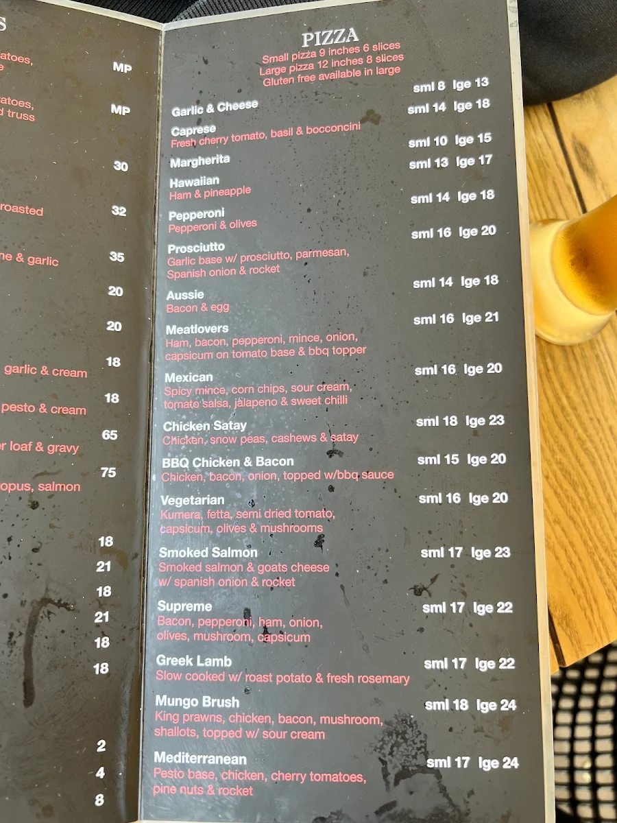 Menu, Benchmark on Booner