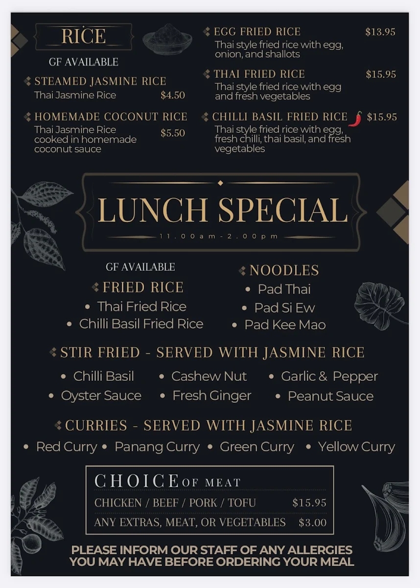 Menu, Northern Star Thai Restaurant