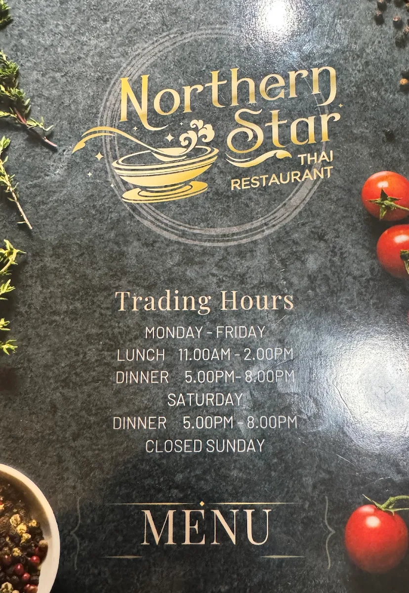 Menu, Northern Star Thai Restaurant