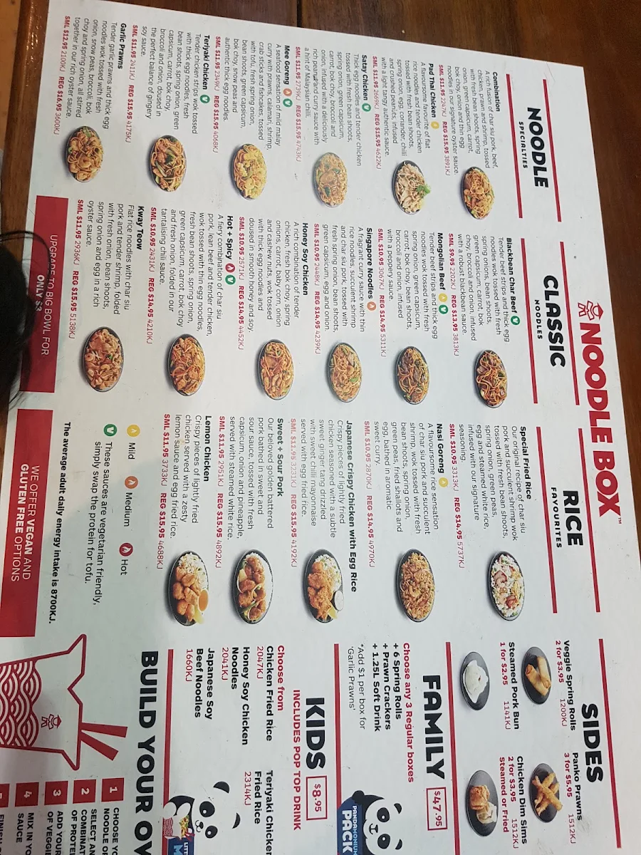 Menu, Noodle Box Ballarat