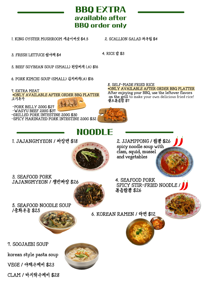 Menu, Shinpocha