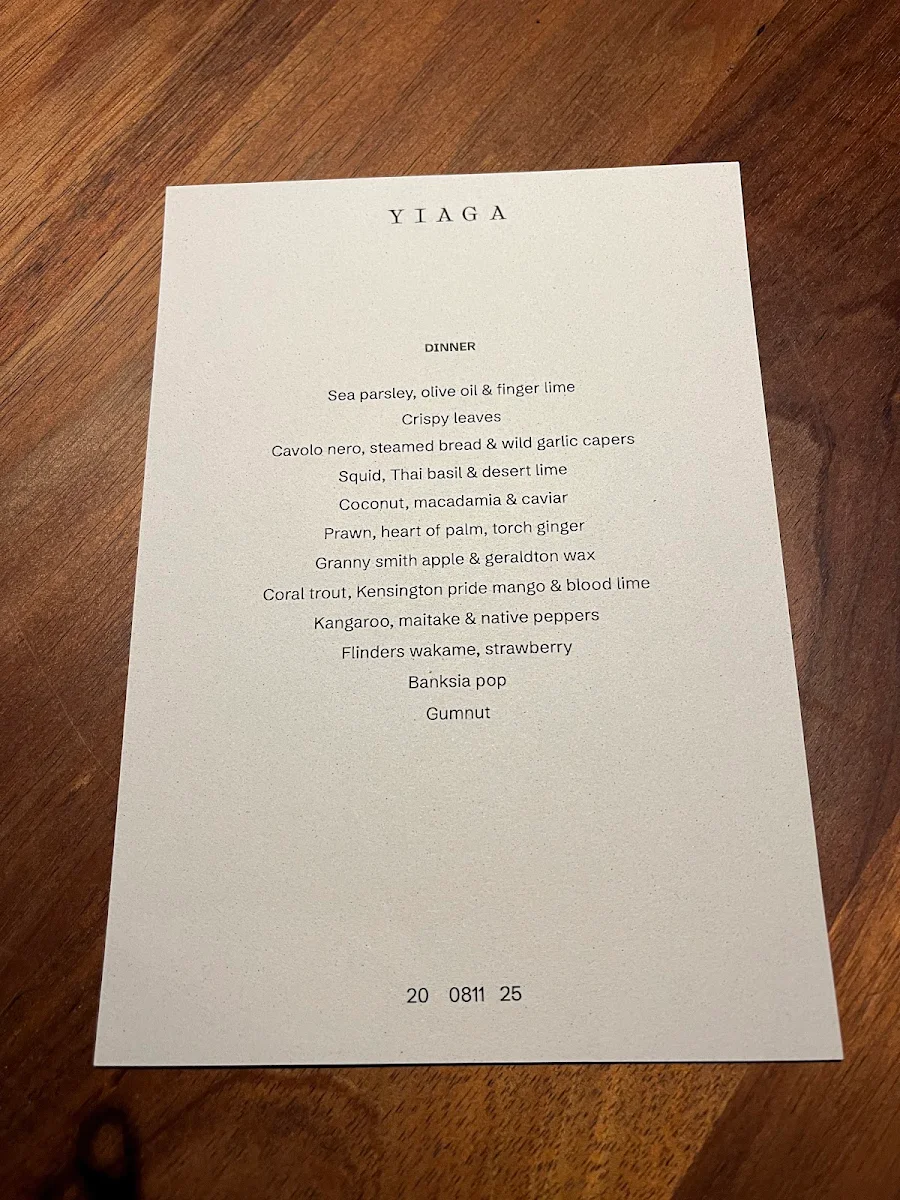 Menu, Yiaga