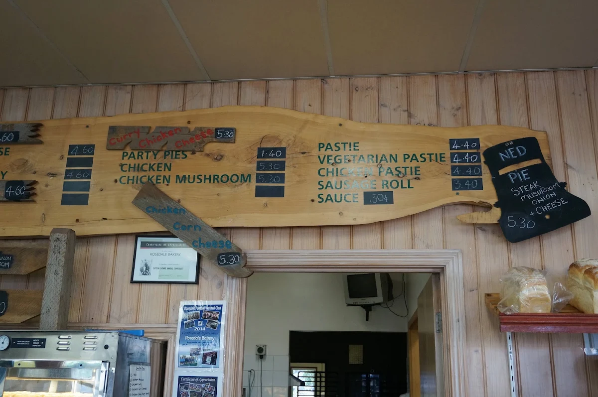 Menu, Rosedale Bakery