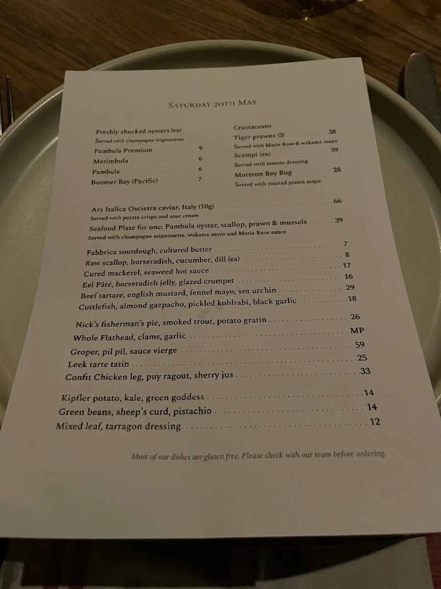 Menu, The Rover