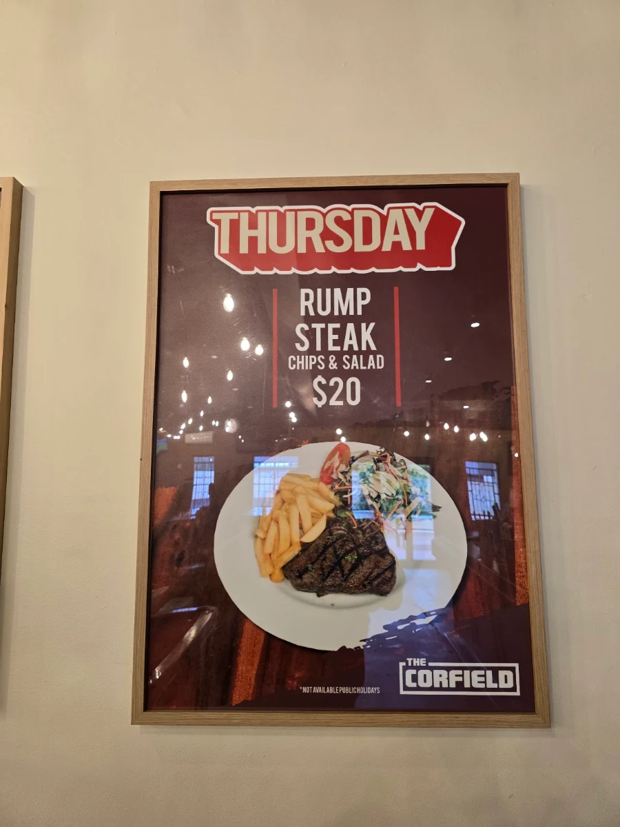 Menu, The Corfield Tavern