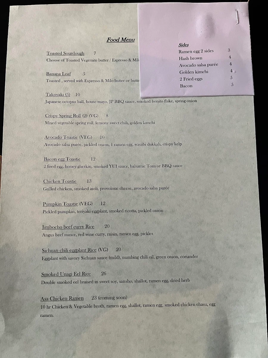 Menu, In The Annex