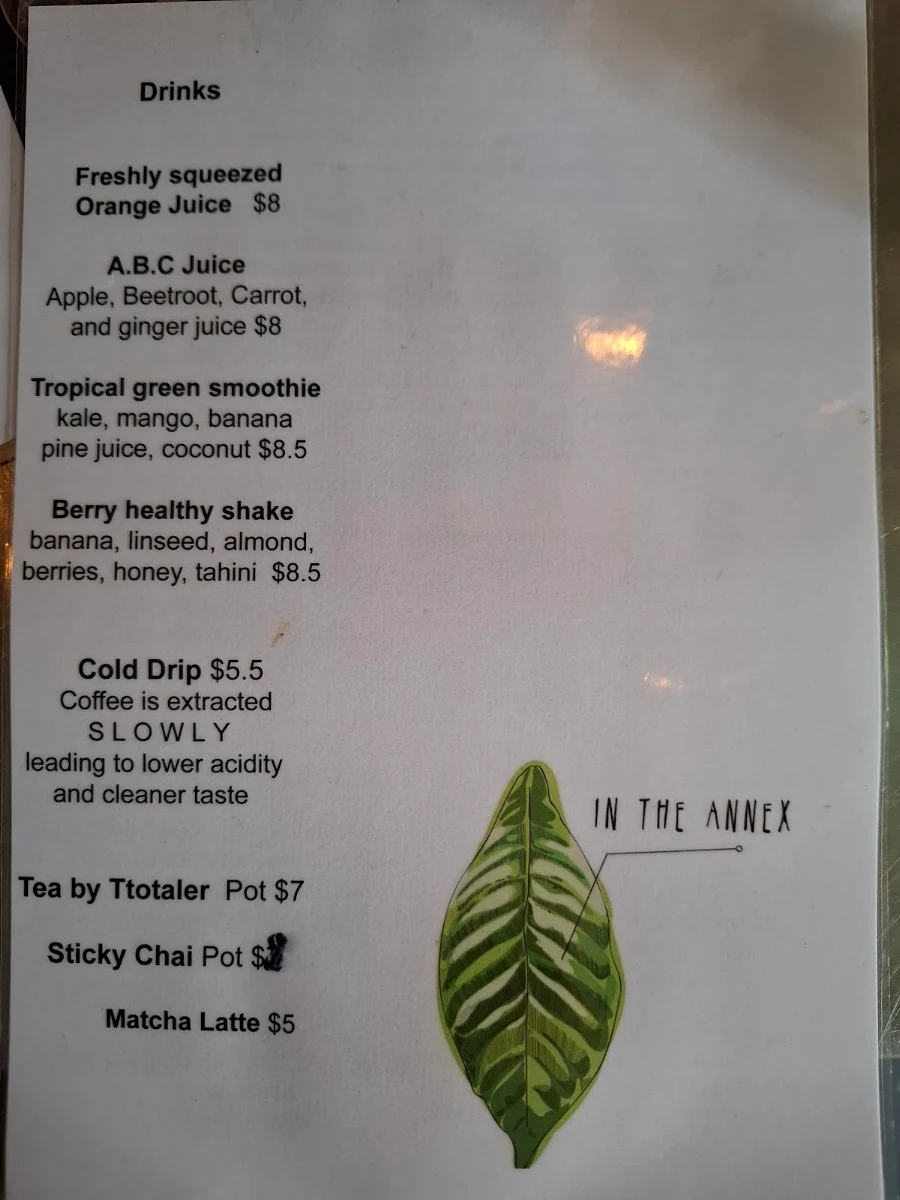 Menu, In The Annex