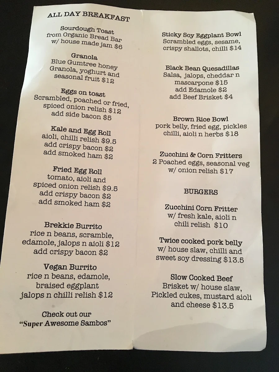 Menu, In The Annex