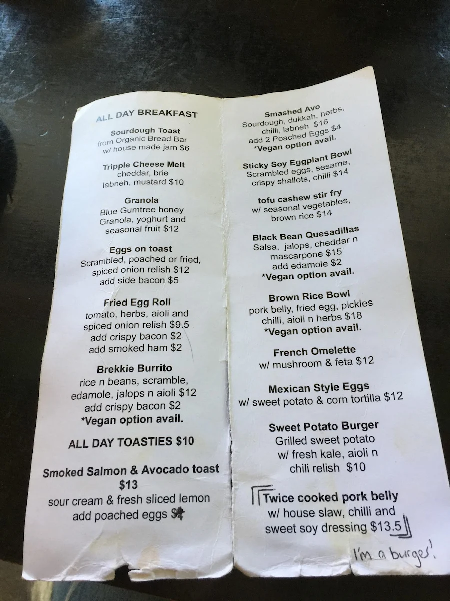 Menu, In The Annex