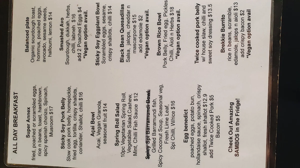 Menu, In The Annex