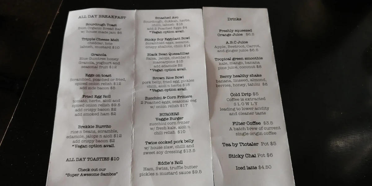 Menu, In The Annex