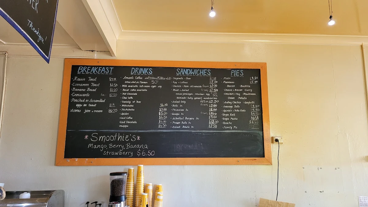Menu, Junee Bakery