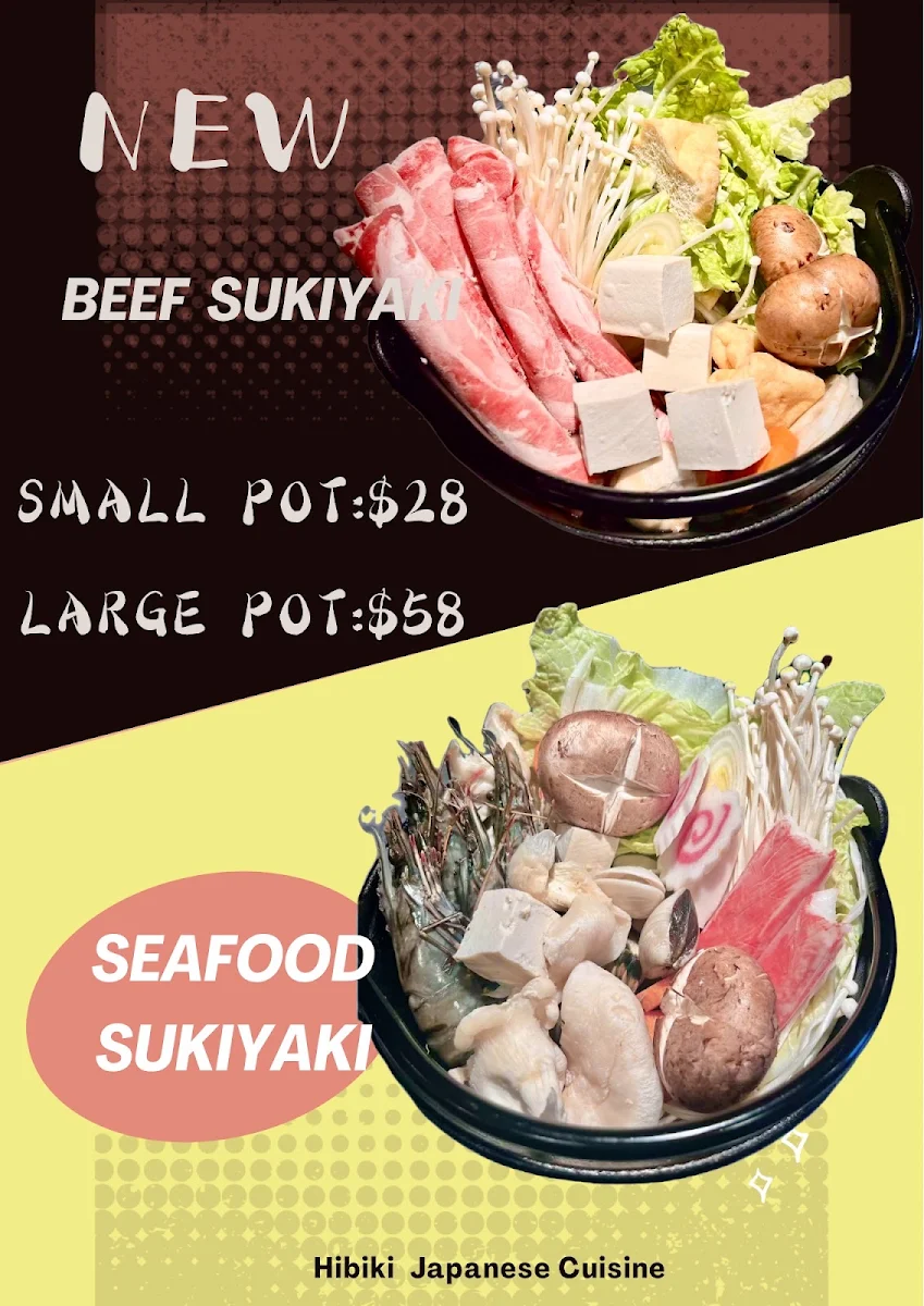 Menu, Hibiki Japanese Cuisine