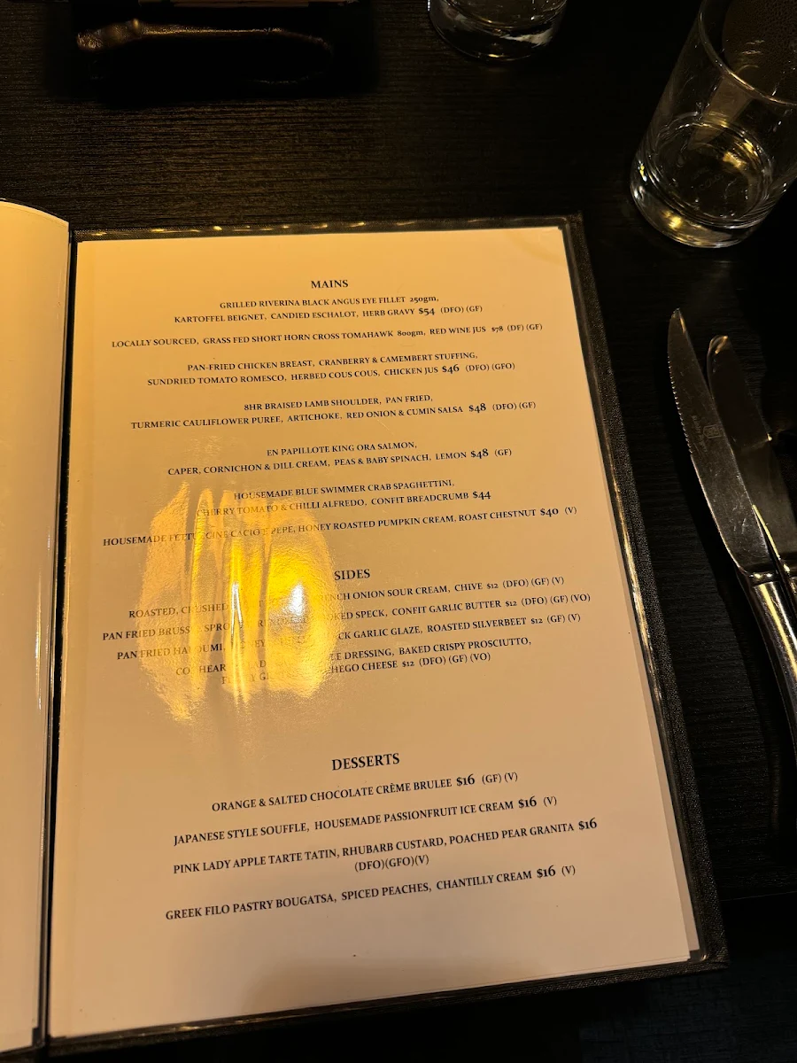 Menu, Level One Wine Bar & Restaurant