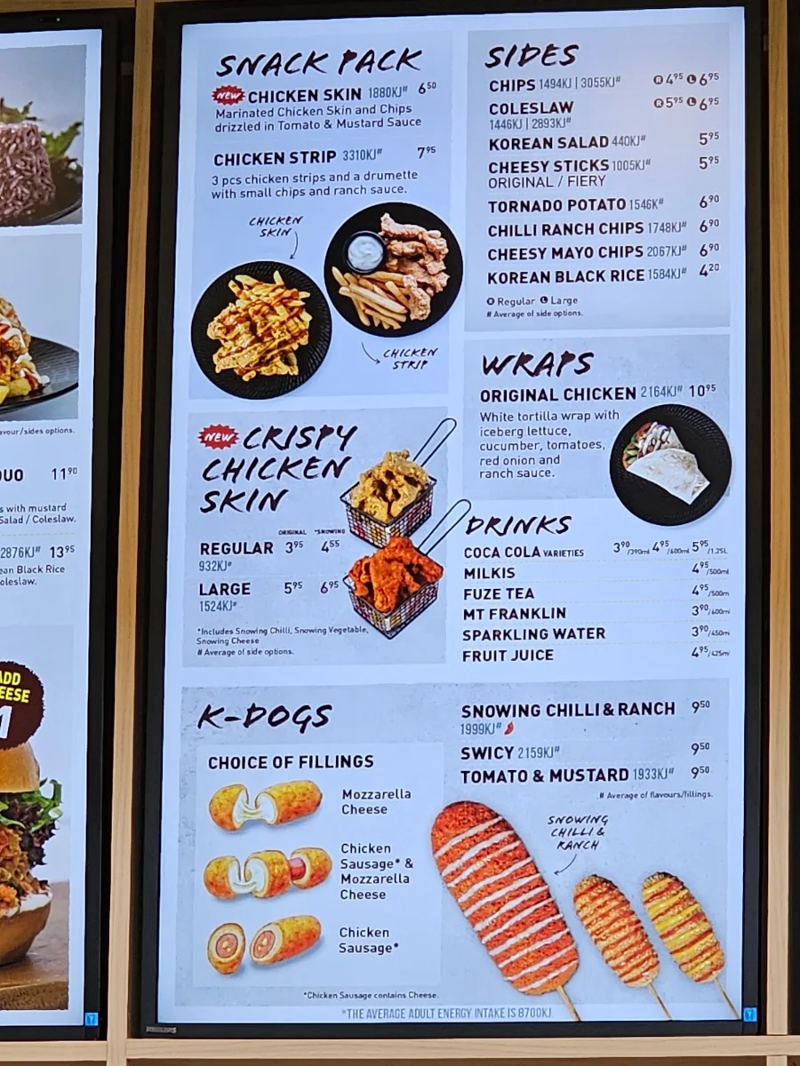 Menu, NeNe Chicken Parkmore Shopping Centre