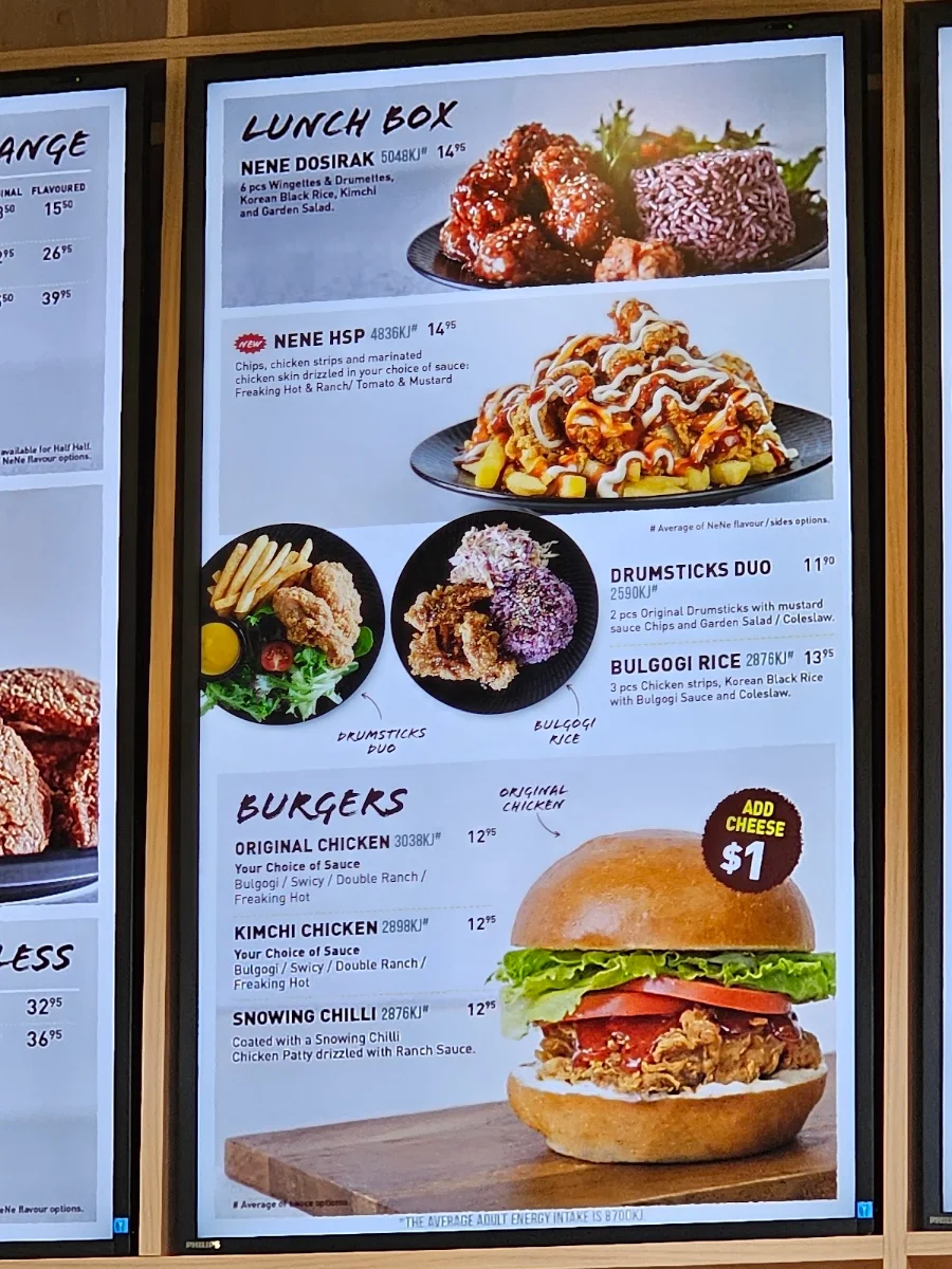 Menu, NeNe Chicken Parkmore Shopping Centre