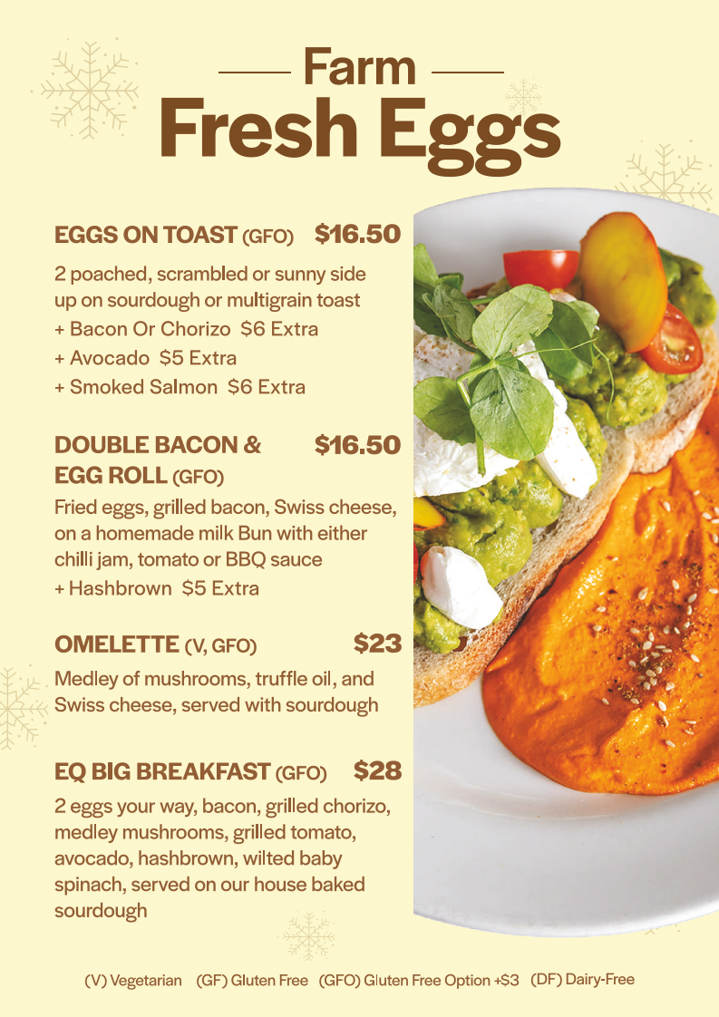 Menu, EQ Cafe & Bakehouse | Fyshwick