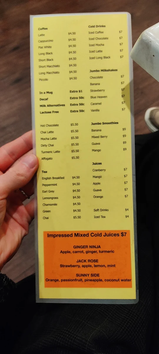 Menu, SHINE CAFE
