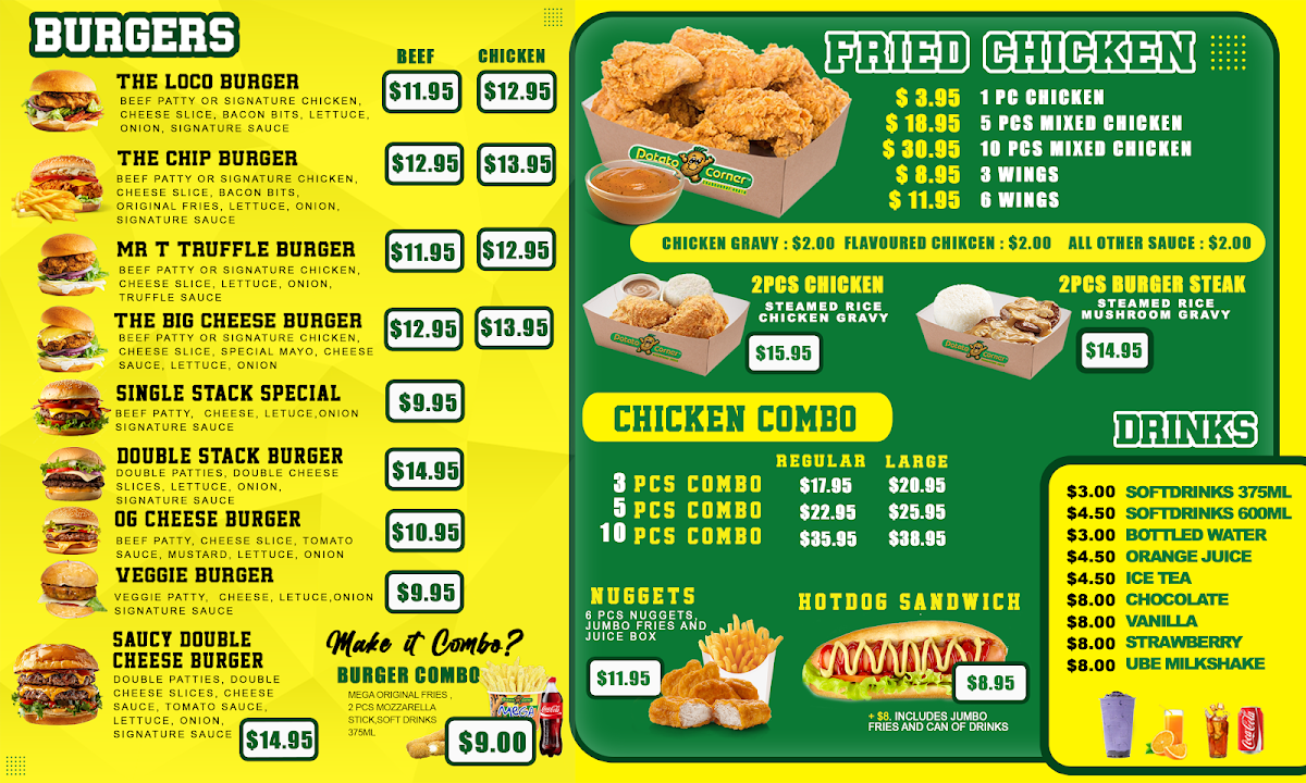 Menu, Potato Corner Cranbourne North