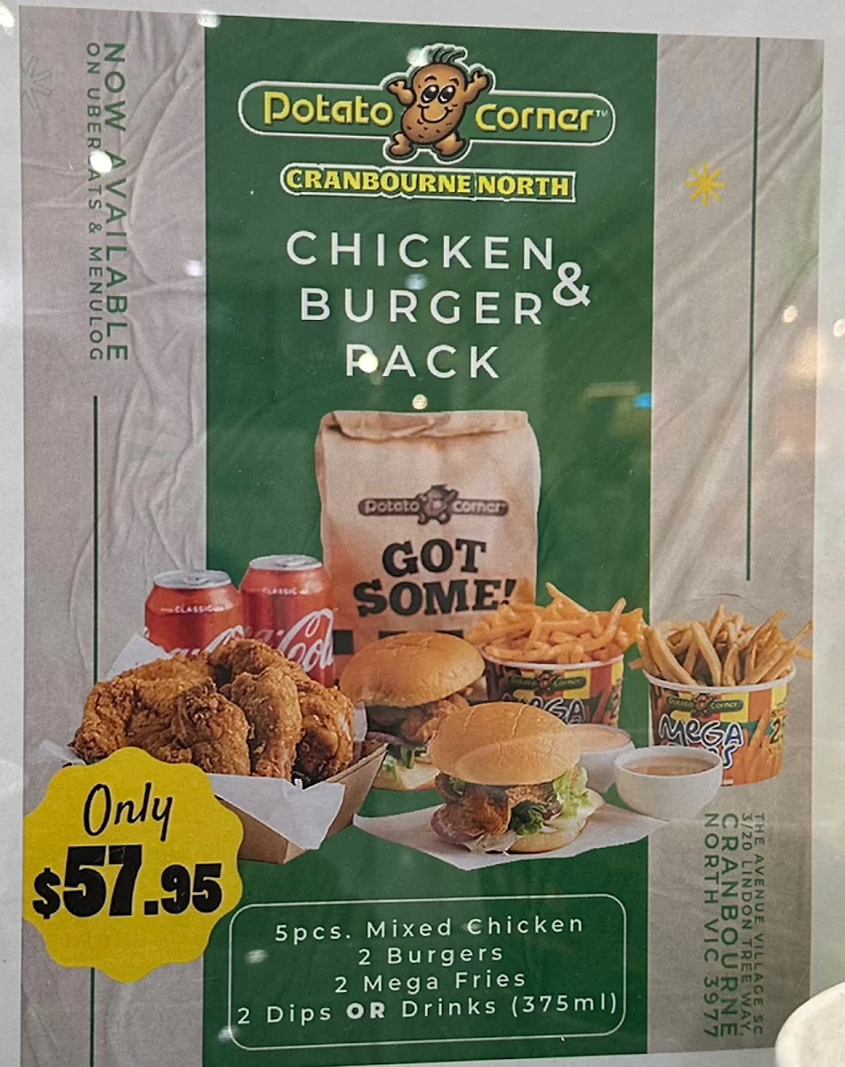 Menu, Potato Corner Cranbourne North
