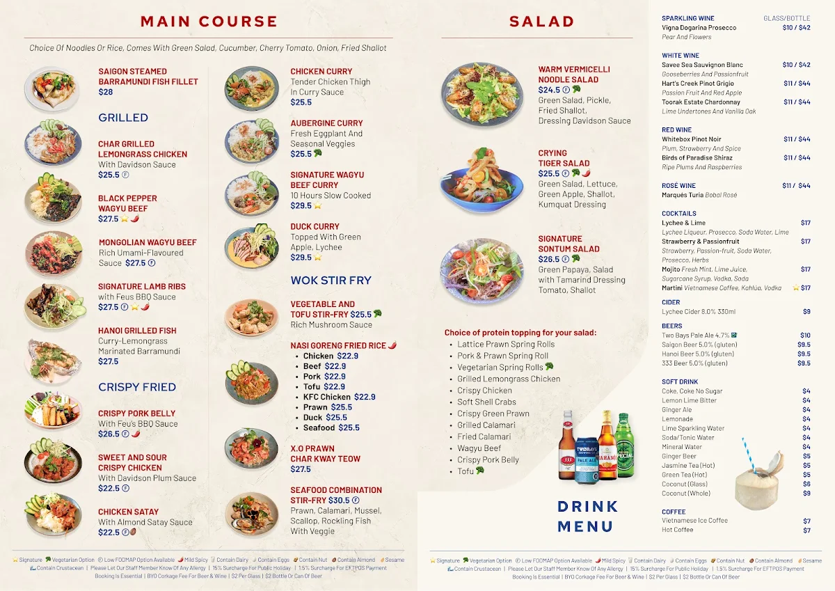 Menu, Le Feu Brighton