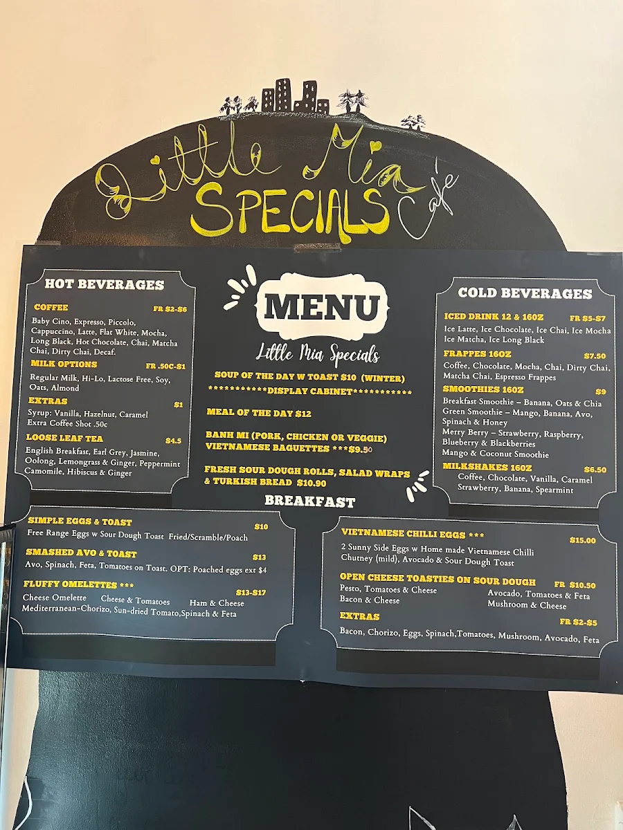 Menu, Little Mia Cafe