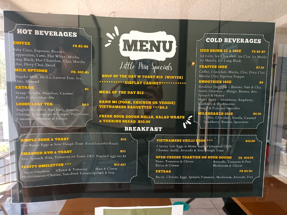Menu, Little Mia Cafe