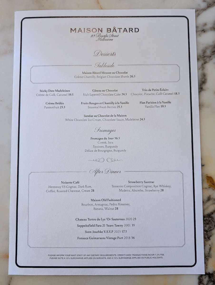 Menu, Maison Bâtard