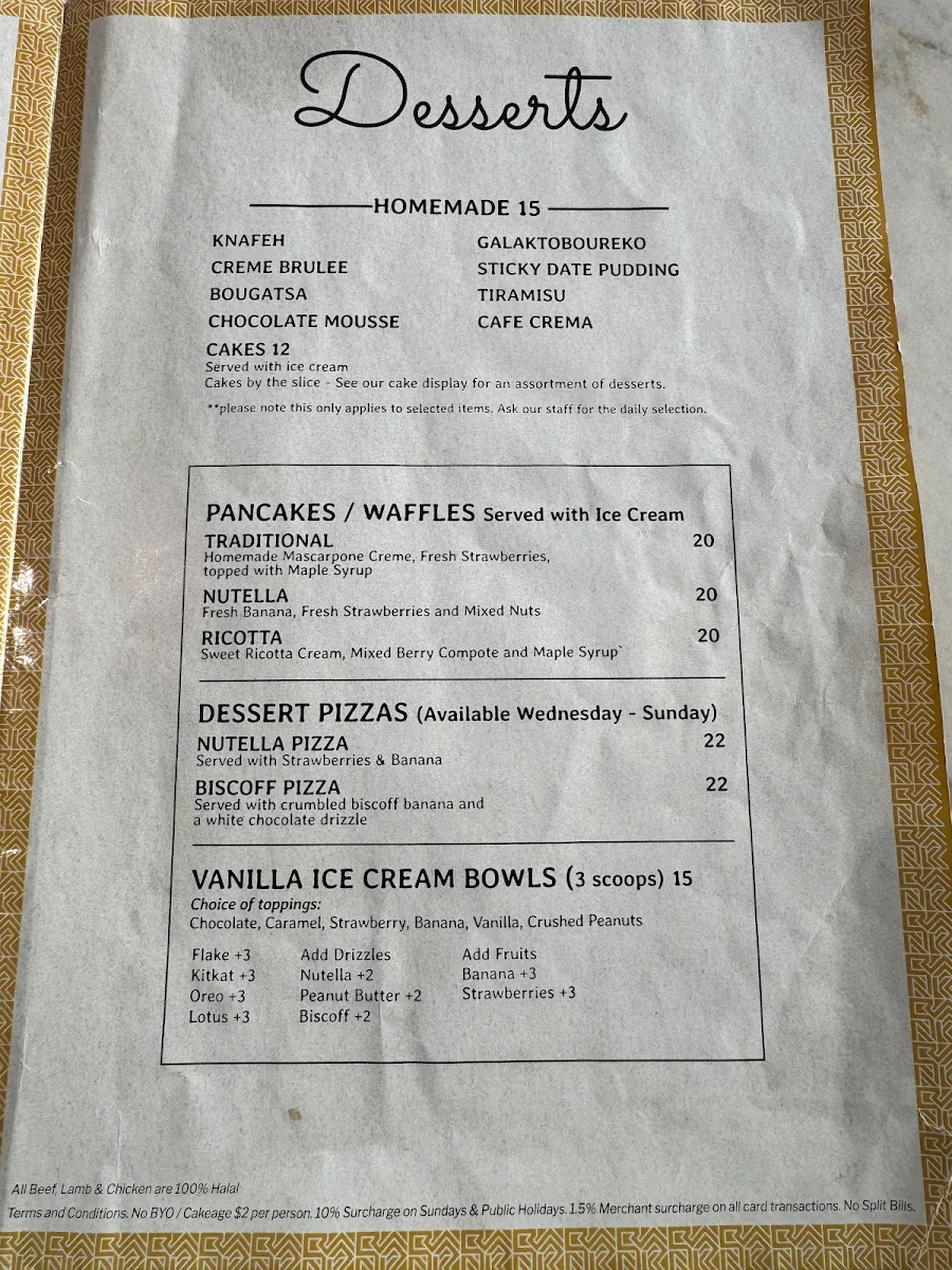 Menu, The BNK Cafe Restaurant