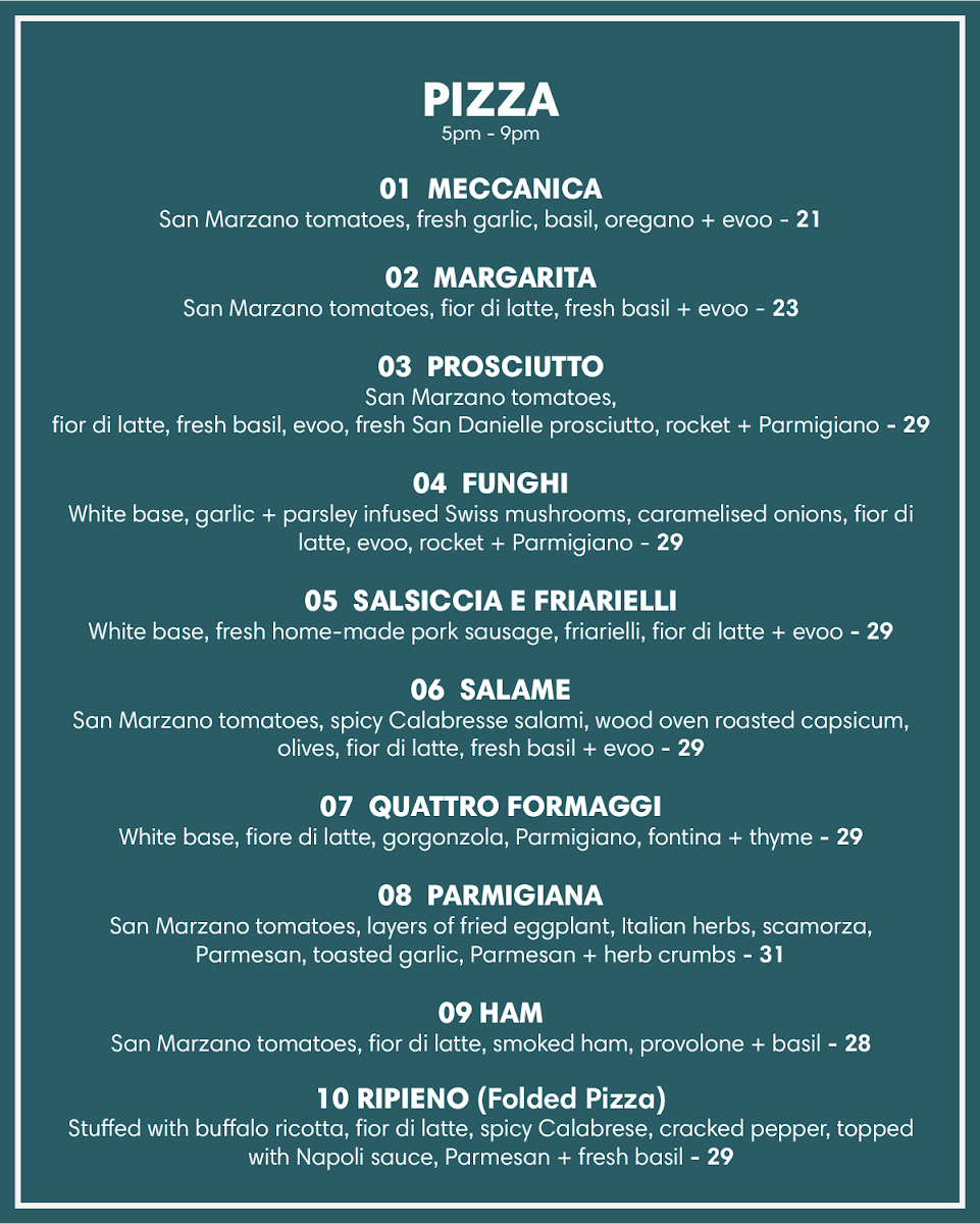 Menu, Meccanica