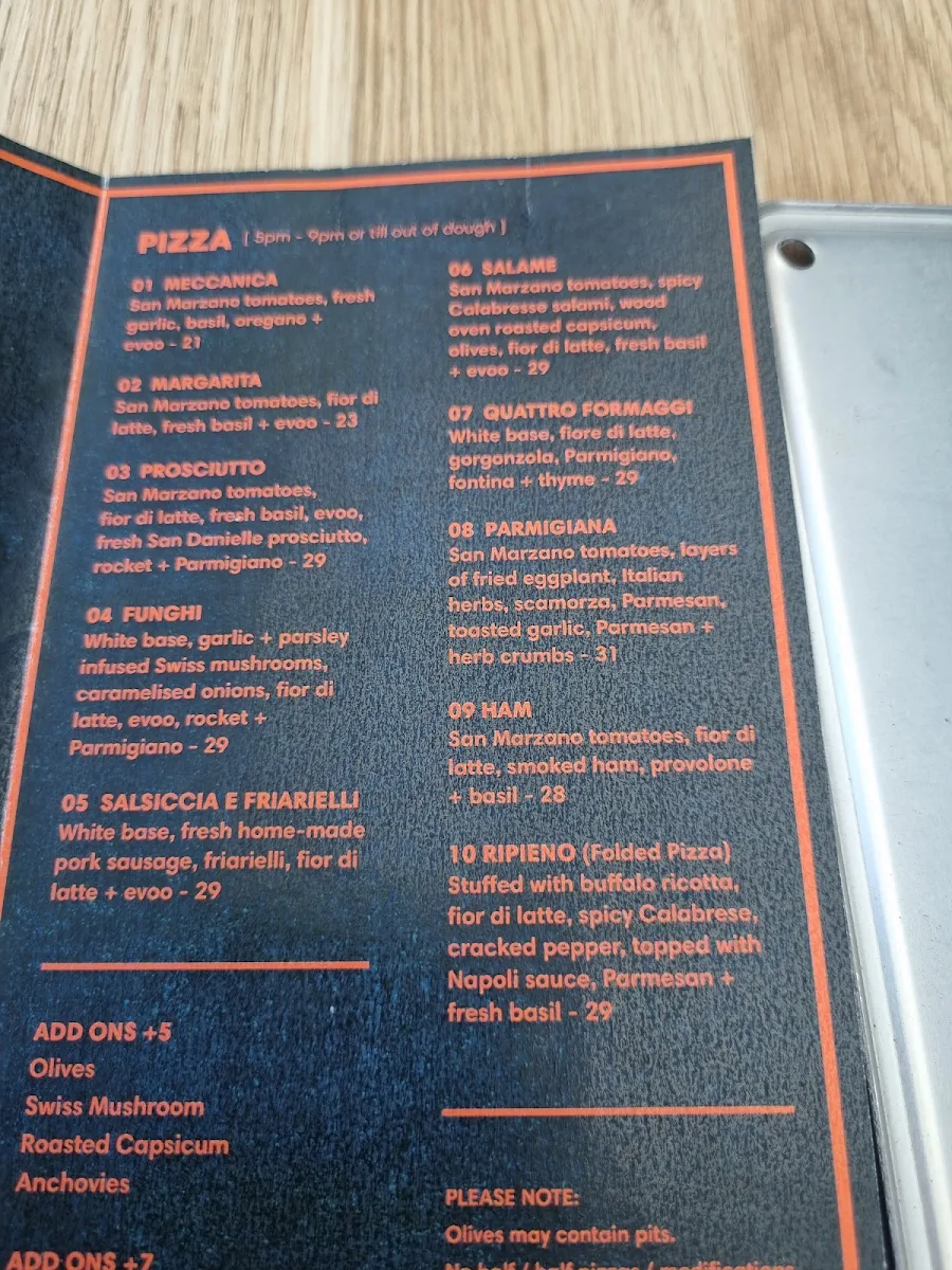 Menu, Meccanica