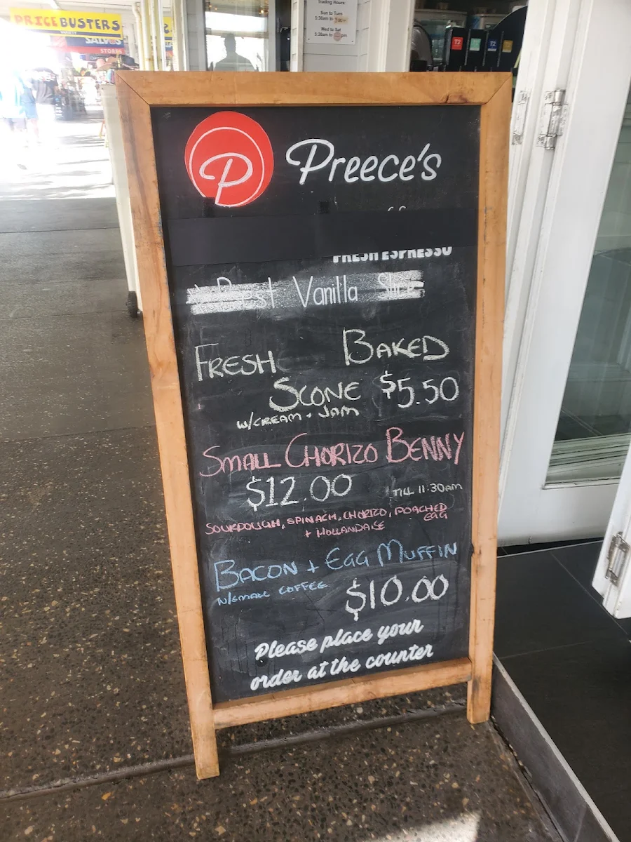 Menu, Preece's