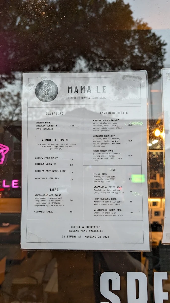 Menu, Mama Le