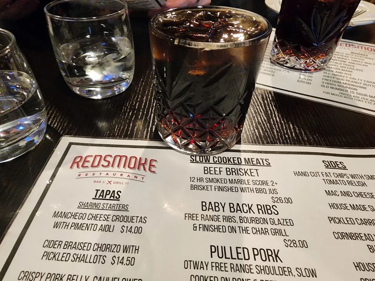 Menu, Red Smoke Bendigo