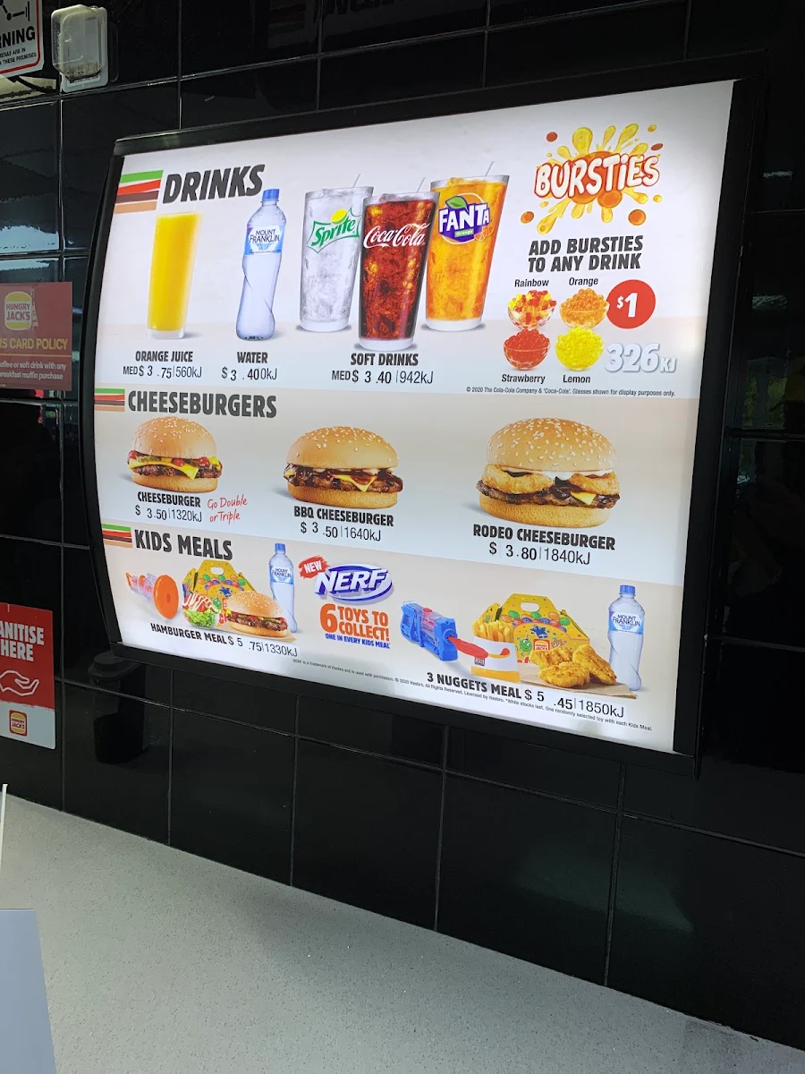 Menu, Hungry Jack's Burgers Moore Park