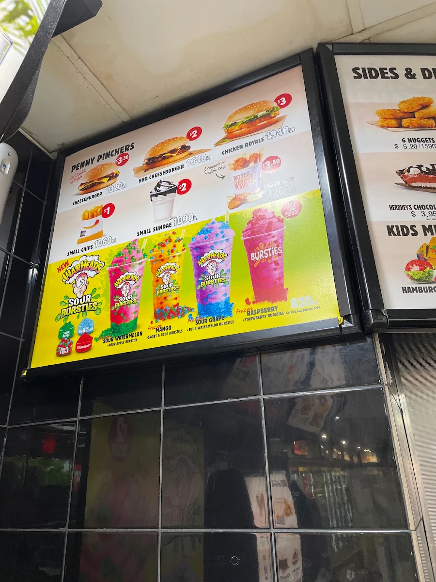Menu, Hungry Jack's Burgers Moore Park